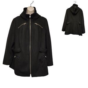 Mystic Black Metal Zip Hooded Pockets Wool Blend Winter Jacket 1X